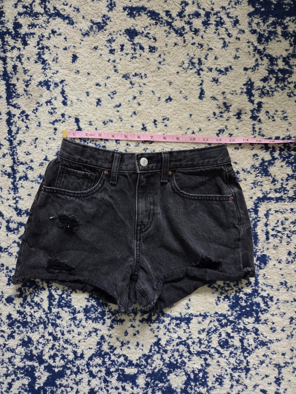 Old Navy Black Distressed High-Rise Jean Shorts